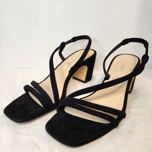 La Canadienne Pola black suede square stappy sandal 36 Stuart Weitzman soirée 35